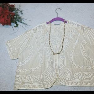 XL soft surroundings gold sheer embroidered vest